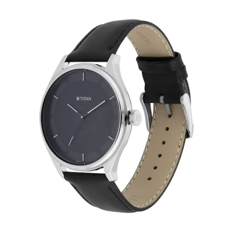 Titan Minimalist Zen Sleek Leather Strap Black Dial Men's Watch | 1802SL11